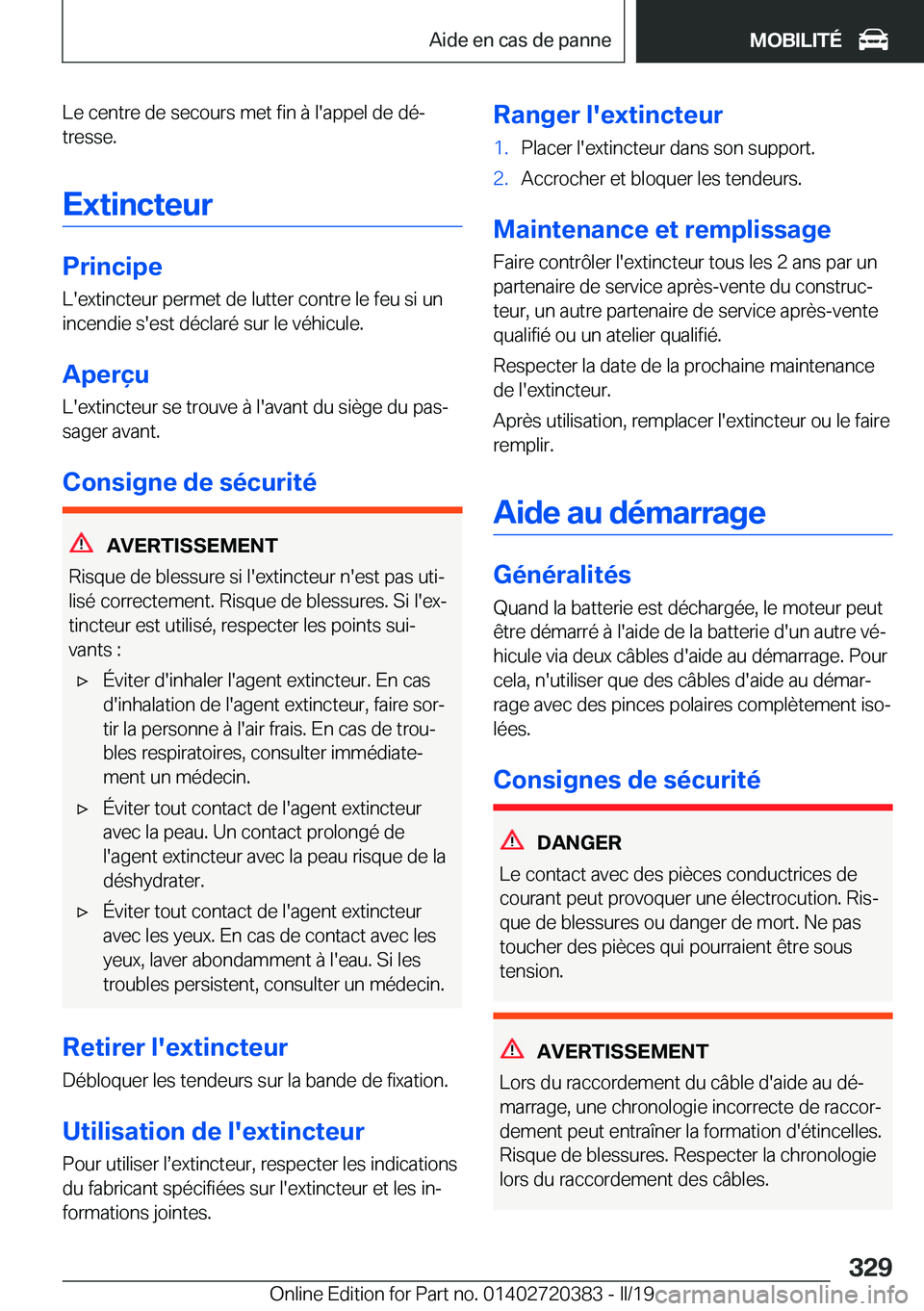 BMW X2 2019  Notices Demploi (in French) �L�e��c�e�n�t�r�e��d�e��s�e�c�o�u�r�s��m�e�t��f�i�n��