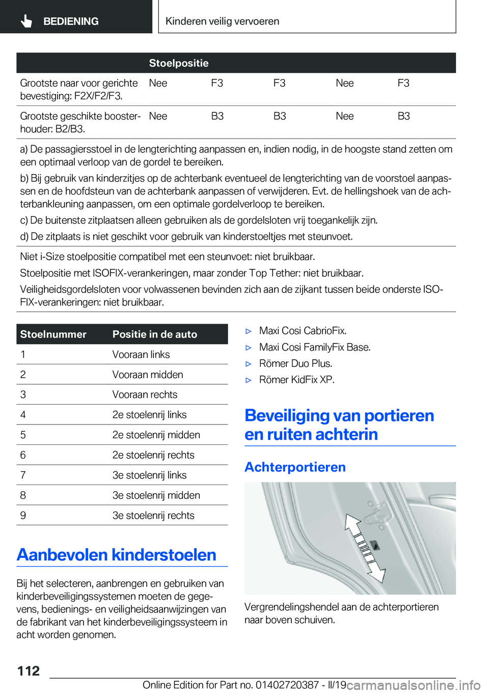 BMW X2 2019  Instructieboekjes (in Dutch) �S�t�o�e�l�p�o�s�i�t�i�e�G�r�o�o�t�s�t�e��n�a�a�r��v�o�o�r��g�e�r�i�c�h�t�e
�b�e�v�e�s�t�i�g�i�n�g�:��F�2�X�/�F�2�/�F�3�.�N�e�e�F�3�F�3�N�e�e�F�3�G�r�o�o�t�s�t�e��g�e�s�c�h�i�k�t�e��b�o�o�s�t�e�