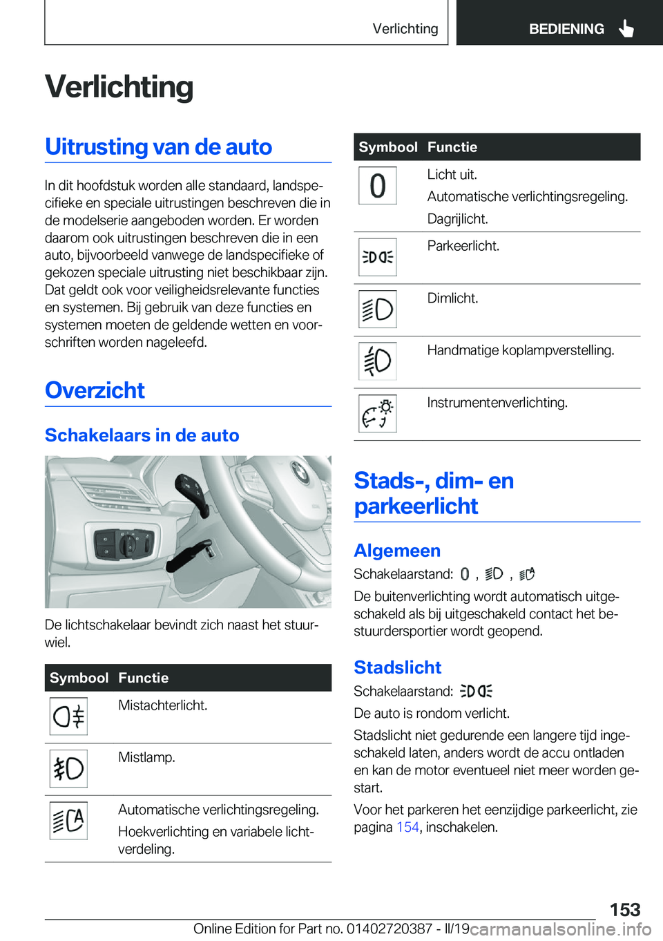 BMW X2 2019  Instructieboekjes (in Dutch) �V�e�r�l�i�c�h�t�i�n�g�U�i�t�r�u�s�t�i�n�g��v�a�n��d�e��a�u�t�o
�I�n��d�i�t��h�o�o�f�d�s�t�u�k��w�o�r�d�e�n��a�l�l�e��s�t�a�n�d�a�a�r�d�,��l�a�n�d�s�p�ej�c�i�f�i�e�k�e��e�n��s�p�e�c�i�a�l�