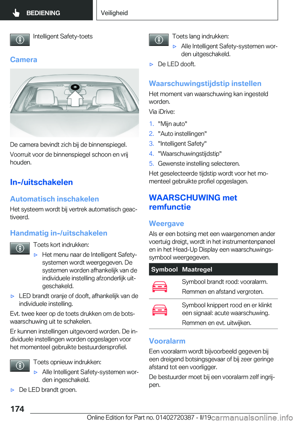 BMW X2 2019  Instructieboekjes (in Dutch) �I�n�t�e�l�l�i�g�e�n�t��S�a�f�e�t�y�-�t�o�e�t�s
�C�a�m�e�r�a
�D�e��c�a�m�e�r�a��b�e�v�i�n�d�t��z�i�c�h��b�i�j��d�e��b�i�n�n�e�n�s�p�i�e�g�e�l�. �V�o�o�r�r�u�i�t��v�o�o�r��d�e��b�i�n�n�e�n�s�