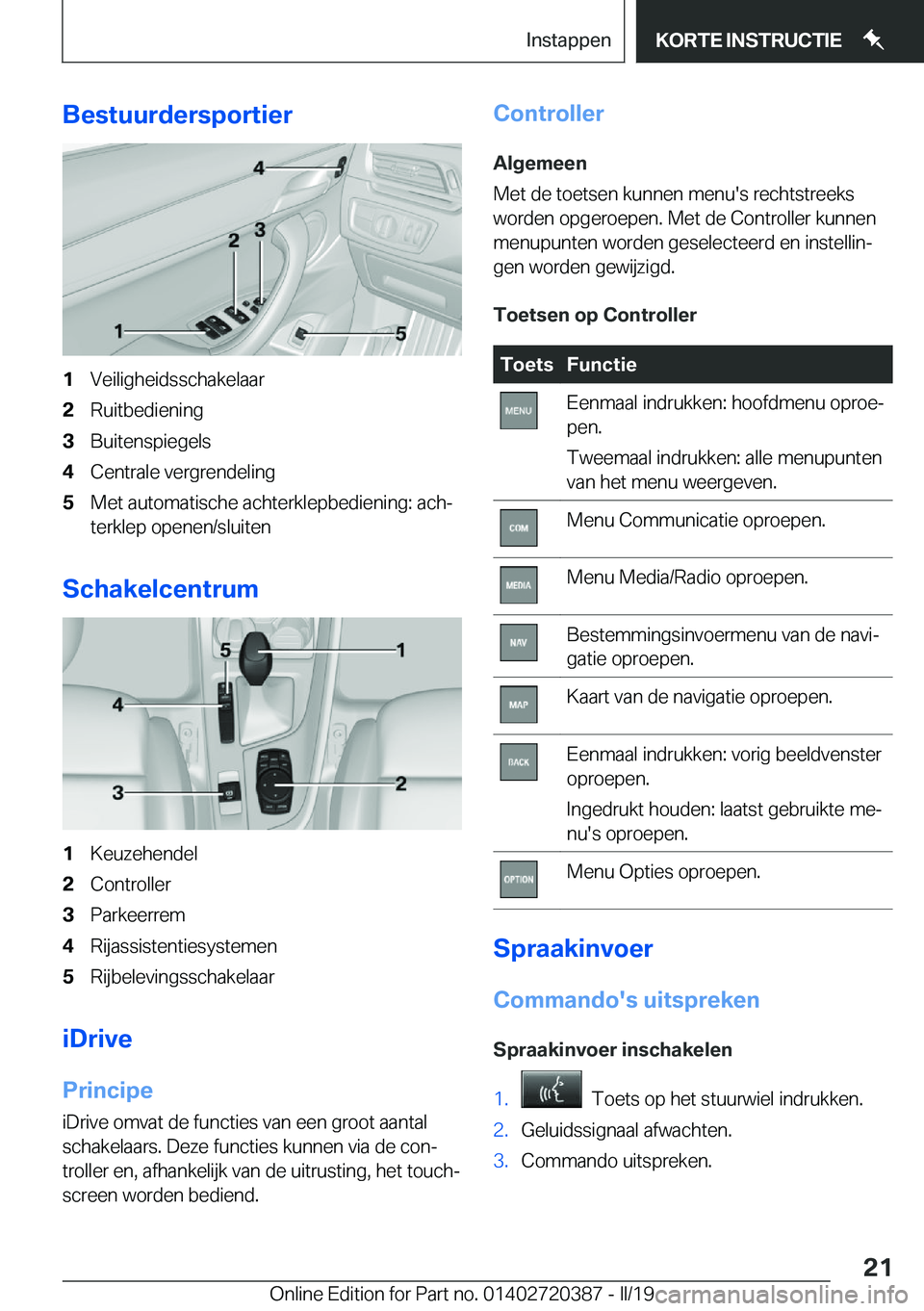 BMW X2 2019  Instructieboekjes (in Dutch) �B�e�s�t�u�u�r�d�e�r�s�p�o�r�t�i�e�r�1�V�e�i�l�i�g�h�e�i�d�s�s�c�h�a�k�e�l�a�a�r�2�R�u�i�t�b�e�d�i�e�n�i�n�g�3�B�u�i�t�e�n�s�p�i�e�g�e�l�s�4�C�e�n�t�r�a�l�e��v�e�r�g�r�e�n�d�e�l�i�n�g�5�M�e�t��a�u�t