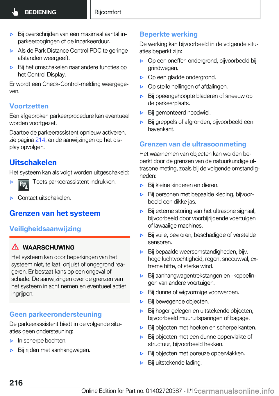BMW X2 2019  Instructieboekjes (in Dutch) 'x�B�i�j��o�v�e�r�s�c�h�r�i�j�d�e�n��v�a�n��e�e�n��m�a�x�i�m�a�a�l��a�a�n�t�a�l��i�nj
�p�a�r�k�e�e�r�p�o�g�i�n�g�e�n��o�f��d�e��i�n�p�a�r�k�e�e�r�d�u�u�r�.'x�A�l�s��d�e��P�a�r�k��