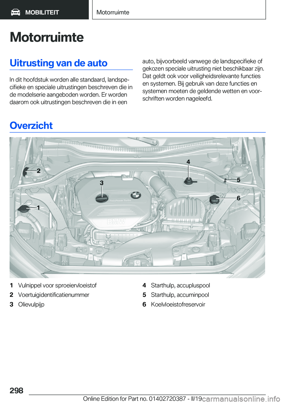 BMW X2 2019  Instructieboekjes (in Dutch) �M�o�t�o�r�r�u�i�m�t�e�U�i�t�r�u�s�t�i�n�g��v�a�n��d�e��a�u�t�o
�I�n��d�i�t��h�o�o�f�d�s�t�u�k��w�o�r�d�e�n��a�l�l�e��s�t�a�n�d�a�a�r�d�,��l�a�n�d�s�p�ej�c�i�f�i�e�k�e��e�n��s�p�e�c�i�a�l�