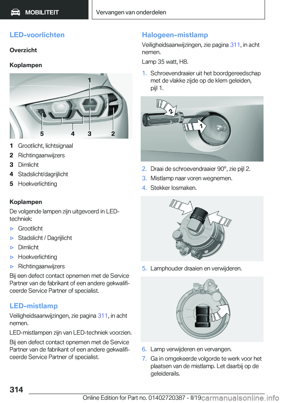 BMW X2 2019  Instructieboekjes (in Dutch) �L�E�D�-�v�o�o�r�l�i�c�h�t�e�n
�O�v�e�r�z�i�c�h�t
�K�o�p�l�a�m�p�e�n�1�G�r�o�o�t�l�i�c�h�t�,��l�i�c�h�t�s�i�g�n�a�a�l�2�R�i�c�h�t�i�n�g�a�a�n�w�i�j�z�e�r�s�3�D�i�m�l�i�c�h�t�4�S�t�a�d�s�l�i�c�h�t�/�d