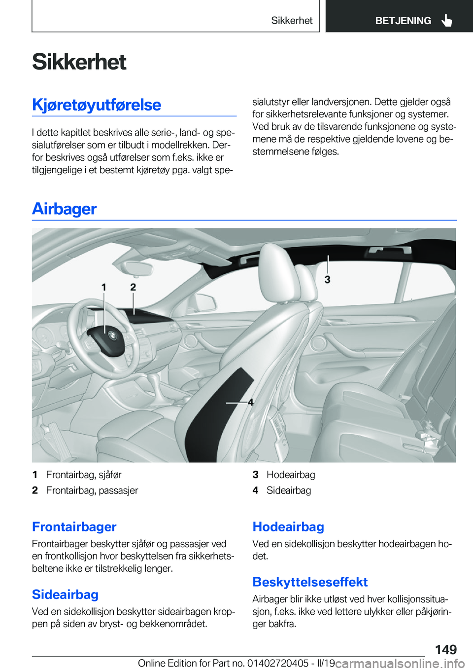 BMW X2 2019  InstruksjonsbØker (in Norwegian) �S�i�k�k�e�r�h�e�t�K�j�