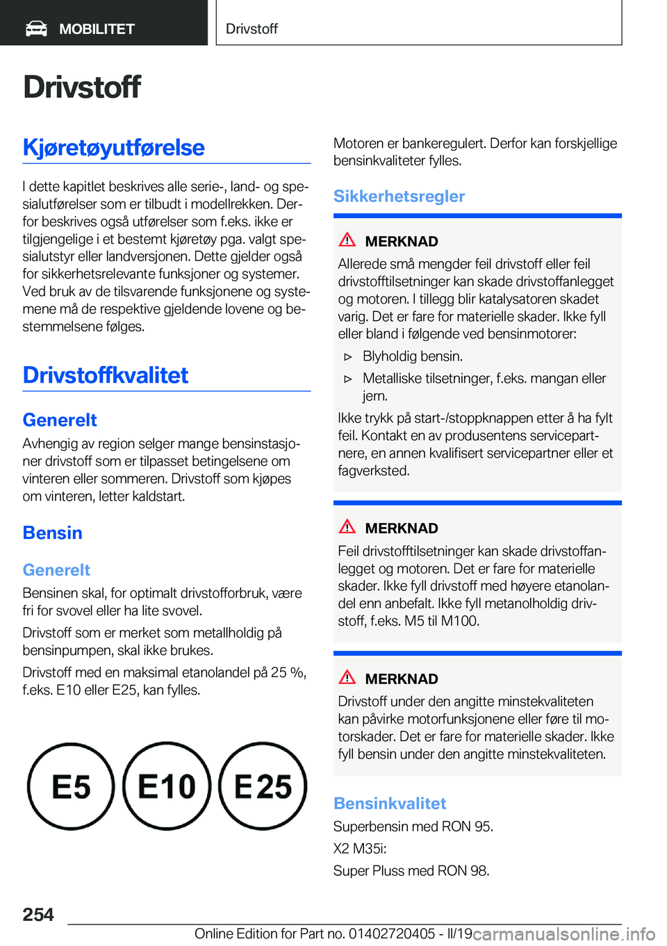 BMW X2 2019  InstruksjonsbØker (in Norwegian) �D�r�i�v�s�t�o�f�f�K�j�