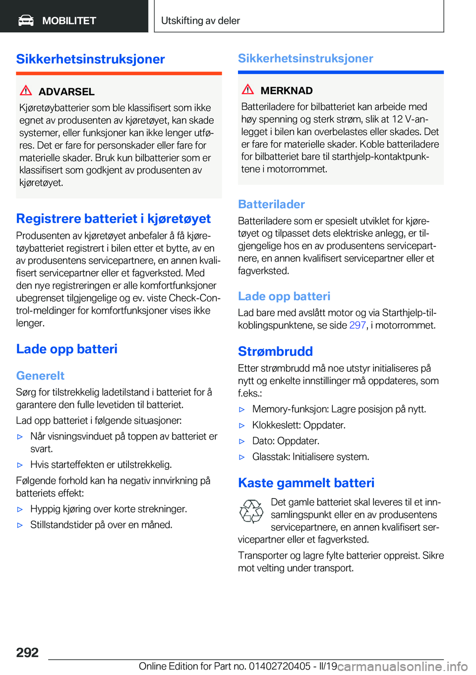 BMW X2 2019  InstruksjonsbØker (in Norwegian) �S�i�k�k�e�r�h�e�t�s�i�n�s�t�r�u�k�s�j�o�n�e�r
�A�D�V�A�R�S�E�L
�K�j�