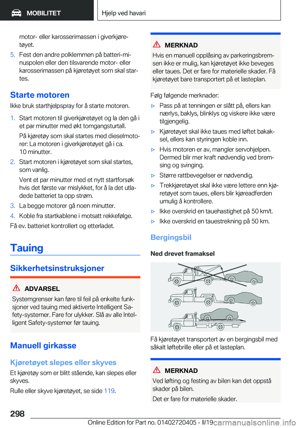 BMW X2 2019  InstruksjonsbØker (in Norwegian) �m�o�t�o�r�-��e�l�l�e�r��k�a�r�o�s�s�e�r�i�m�a�s�s�e�n��i��g�i�v�e�r�k�j�