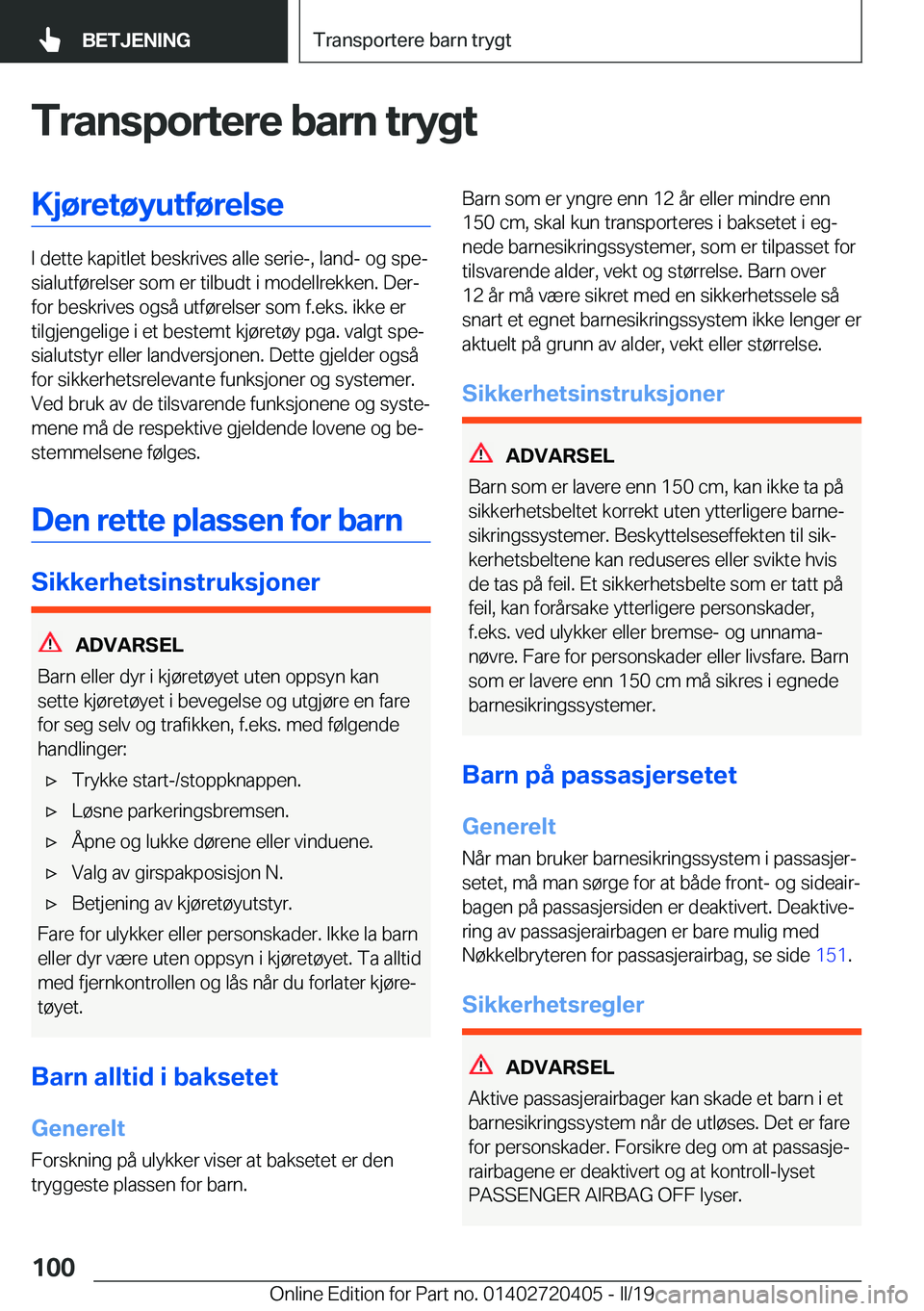 BMW X2 2019  InstruksjonsbØker (in Norwegian) �T�r�a�n�s�p�o�r�t�e�r�e��b�a�r�n��t�r�y�g�t�K�j�