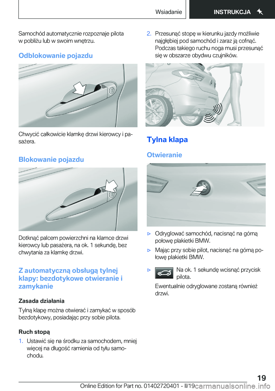 BMW X2 2019  Instrukcja obsługi (in Polish) �S�a�m�o�c�h�