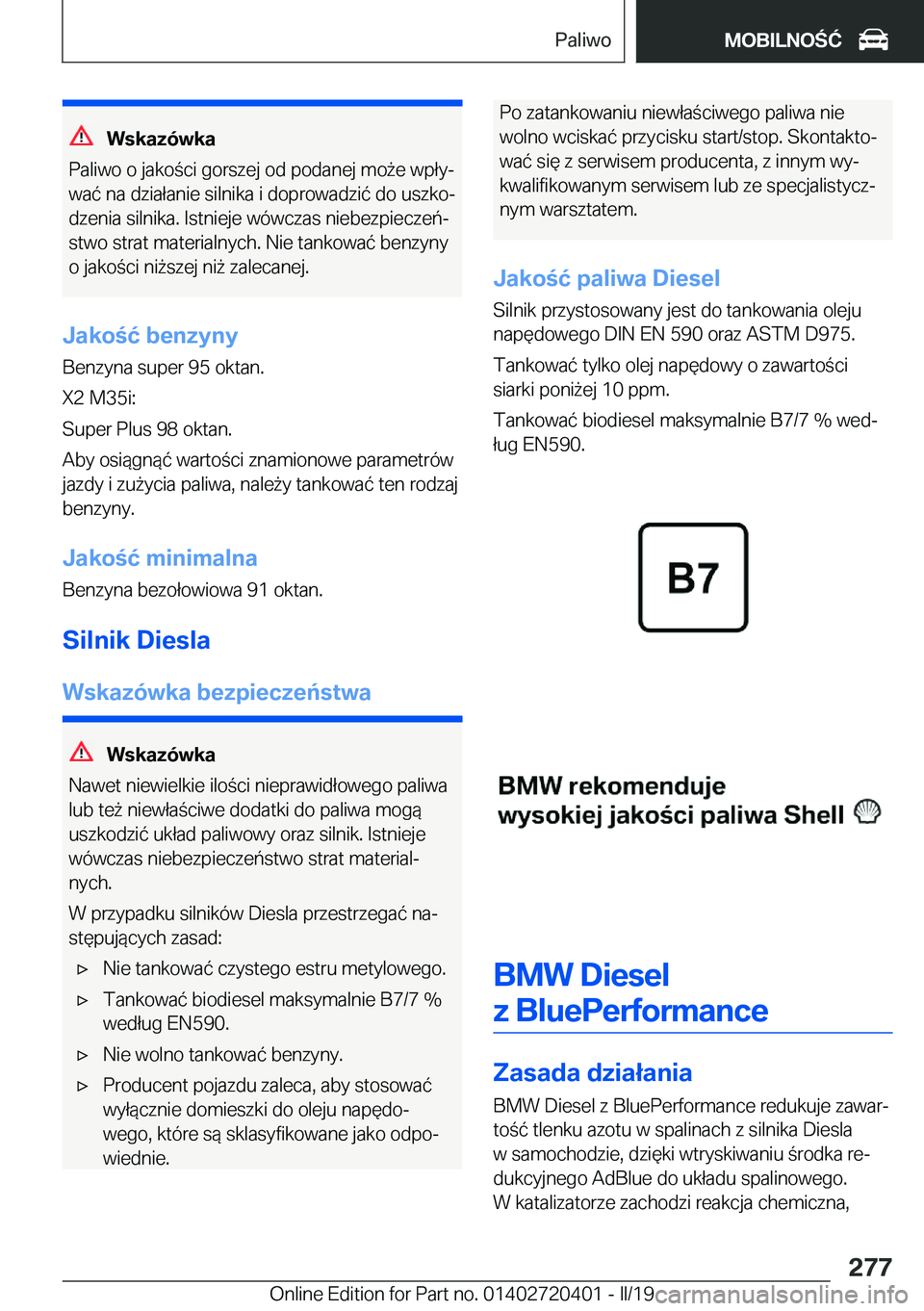 BMW X2 2019  Instrukcja obsługi (in Polish) �W�s�k�a�z�