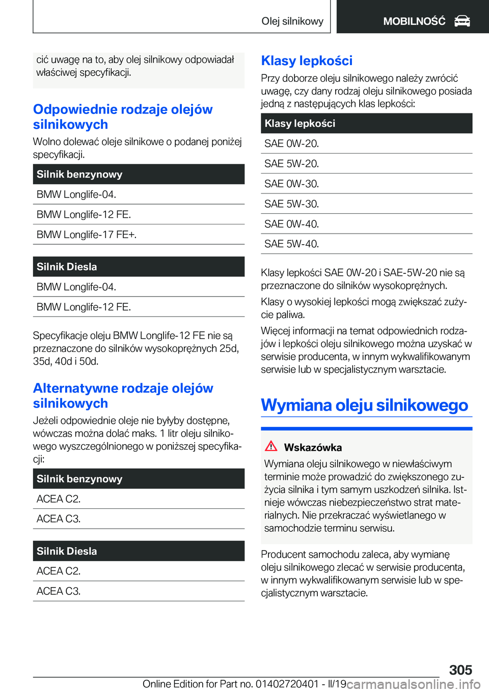 BMW X2 2019  Instrukcja obsługi (in Polish) �c�i�