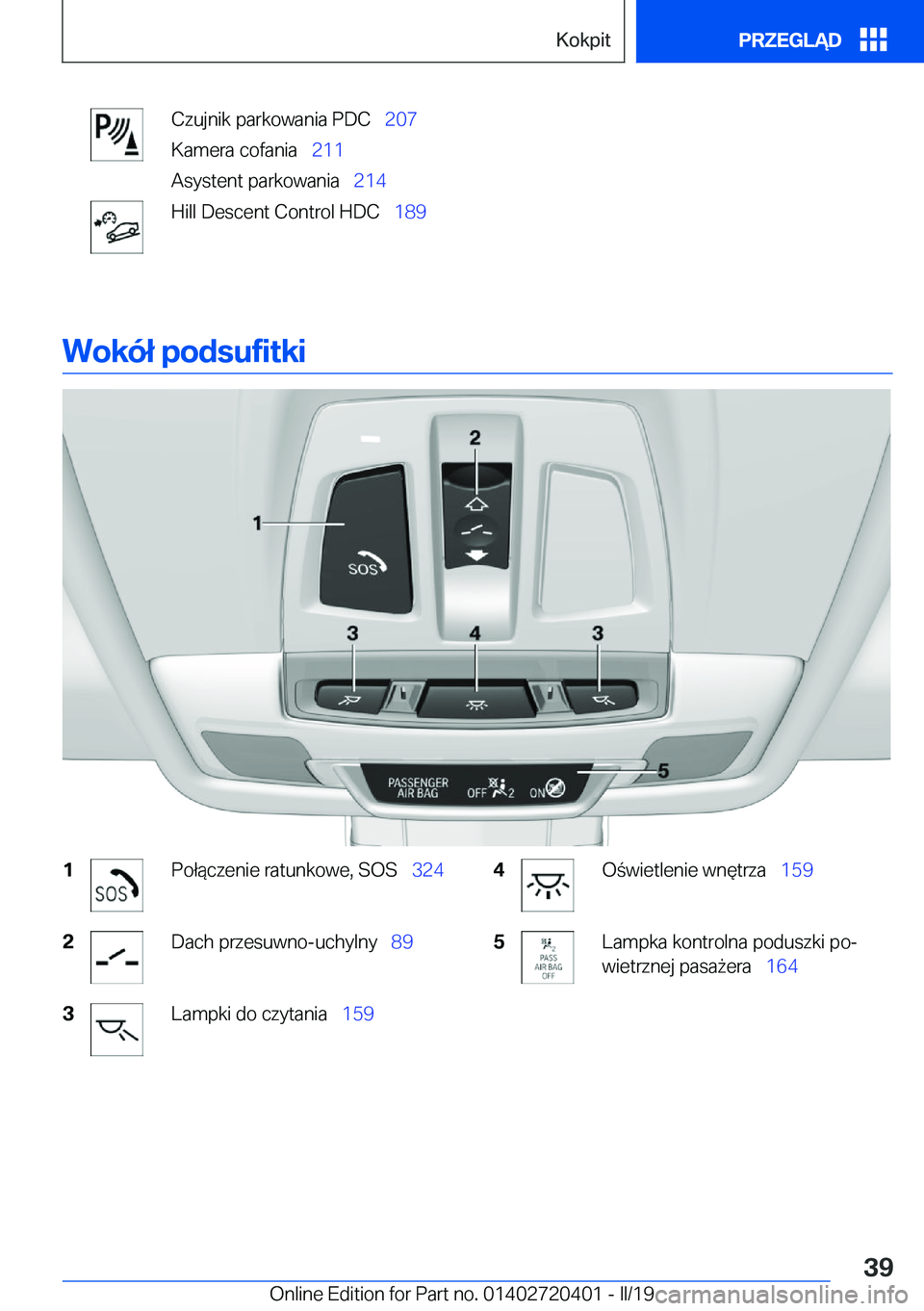 BMW X2 2019  Instrukcja obsługi (in Polish) �C�z�u�j�n�i�k��p�a�r�k�o�w�a�n�i�a��P�D�C\_�2�0�7
�K�a�m�e�r�a��c�o�f�a�n�i�a\_ �2�1�1
�A�s�y�s�t�e�n�t��p�a�r�k�o�w�a�n�i�a\_ �2�1�4�H�i�l�l��D�e�s�c�e�n�t��C�o�n�t�r�o�l��H�D�C\_ �1�