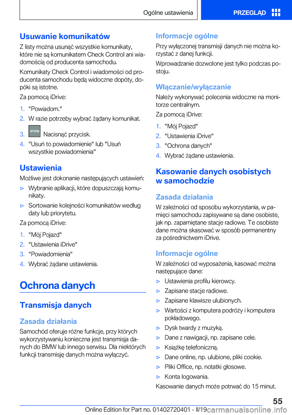 BMW X2 2019  Instrukcja obsługi (in Polish) �U�s�u�w�a�n�i�e��k�o�m�u�n�i�k�a�t�