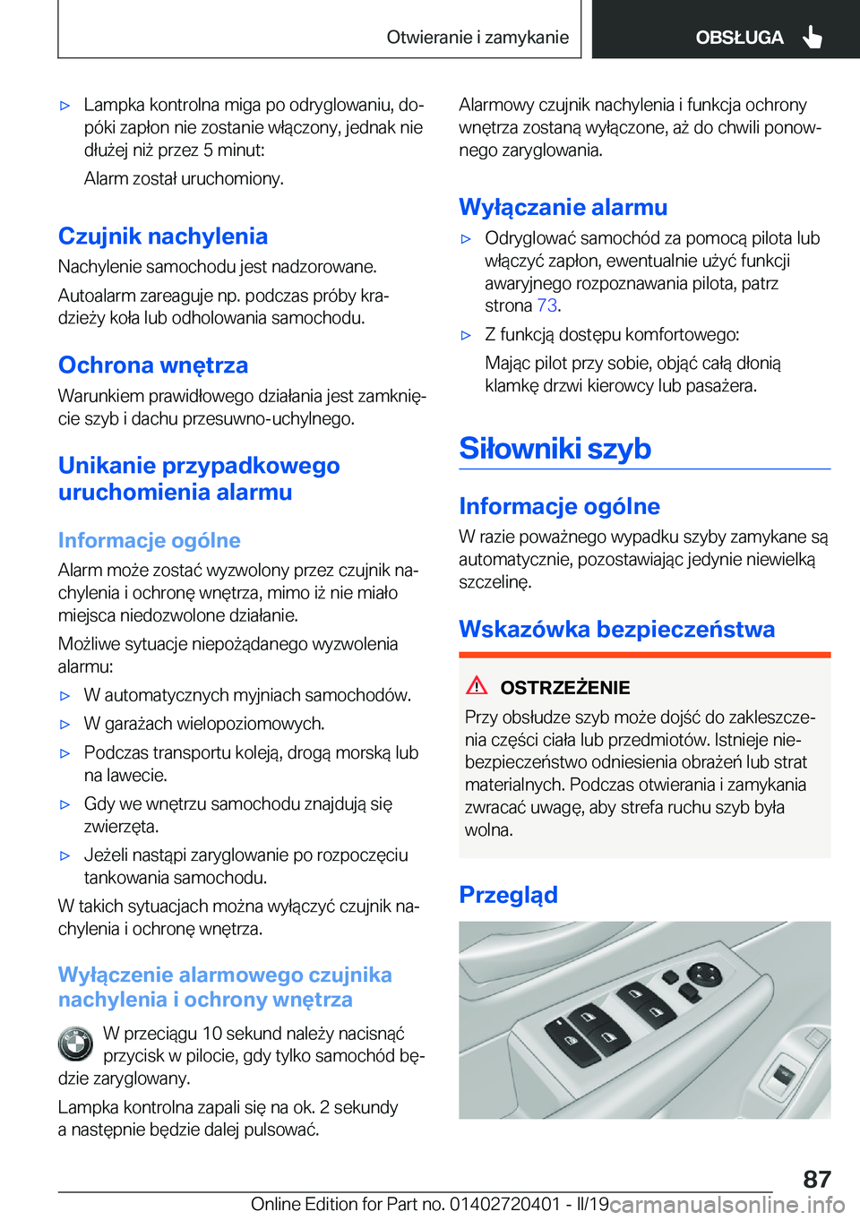BMW X2 2019  Instrukcja obsługi (in Polish) 'x�L�a�m�p�k�a��k�o�n�t�r�o�l�n�a��m�i�g�a��p�o��o�d�r�y�g�l�o�w�a�n�i�u�,��d�oj�p�
