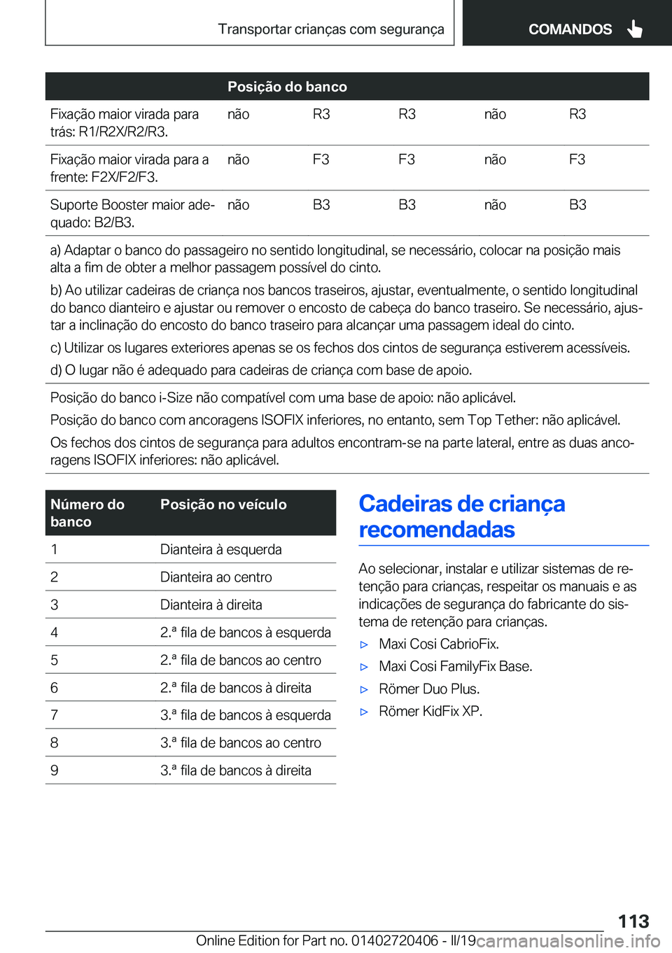 BMW X2 2019  Manual do condutor (in Portuguese) �P�o�s�i�