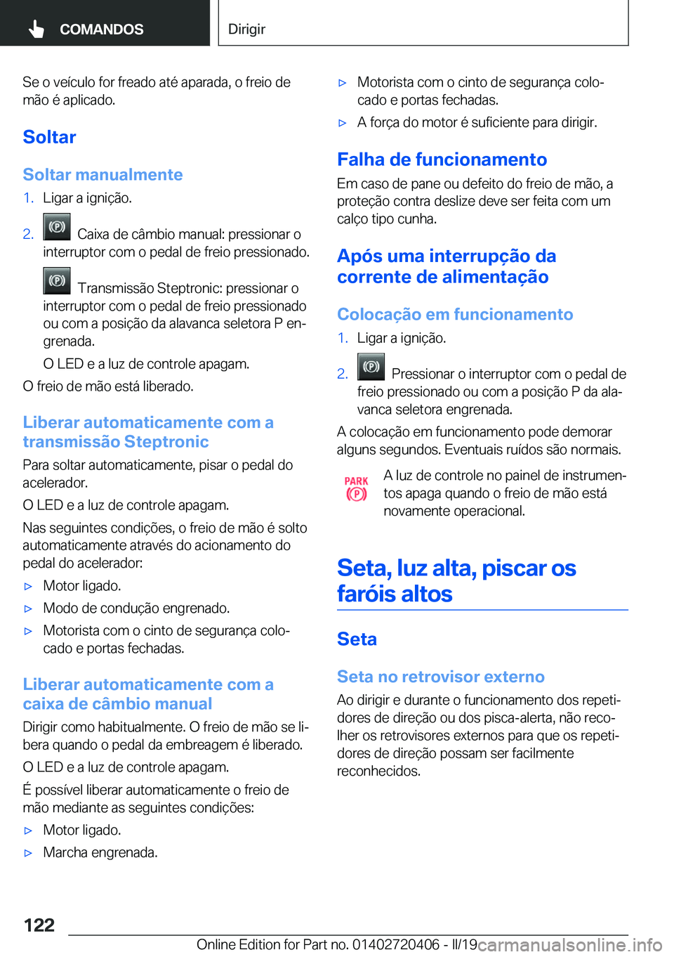 BMW X2 2019  Manual do condutor (in Portuguese) �S�e��o��v�e�