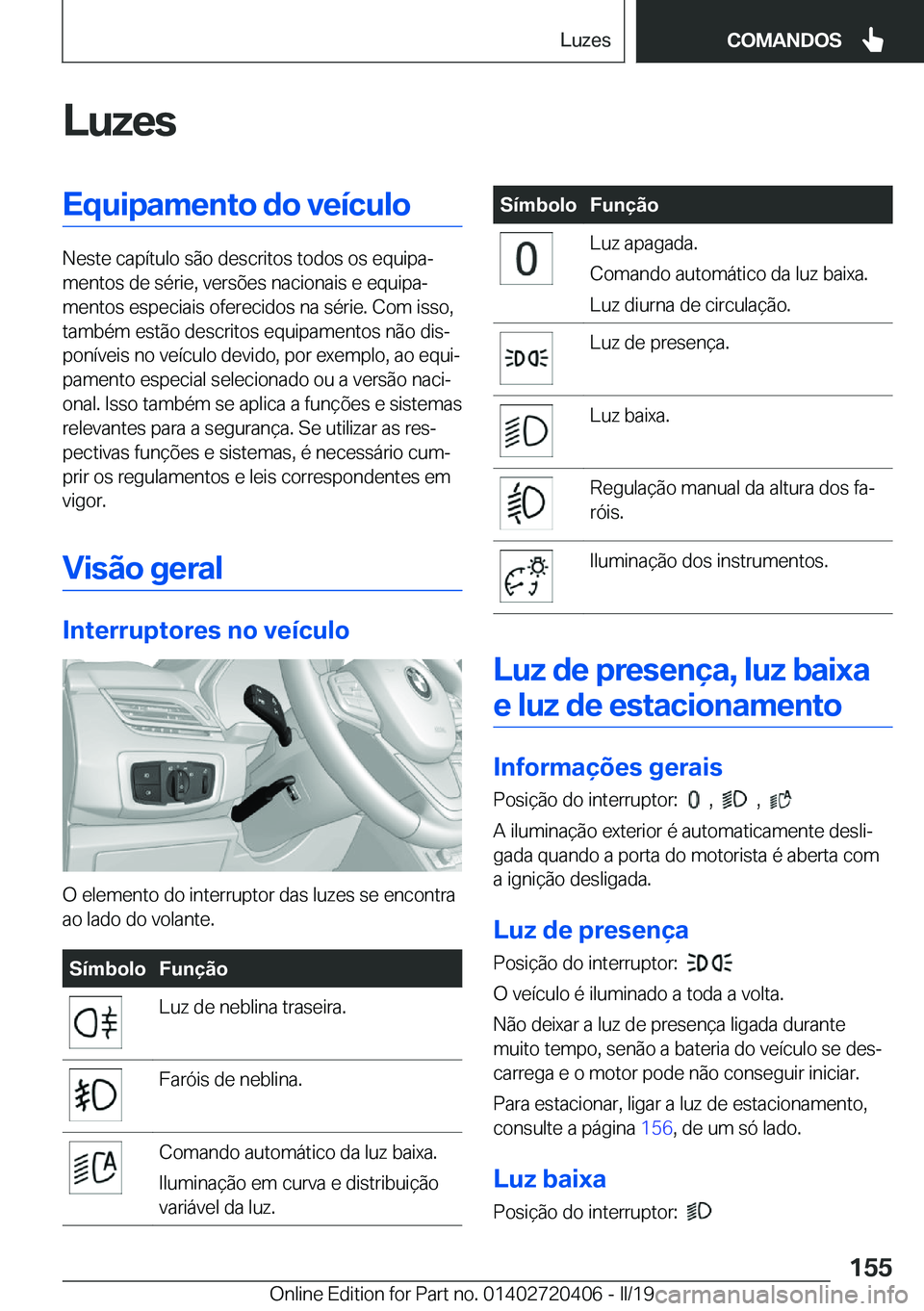 BMW X2 2019  Manual do condutor (in Portuguese) �L�u�z�e�s�E�q�u�i�p�a�m�e�n�t�o��d�o��v�e�