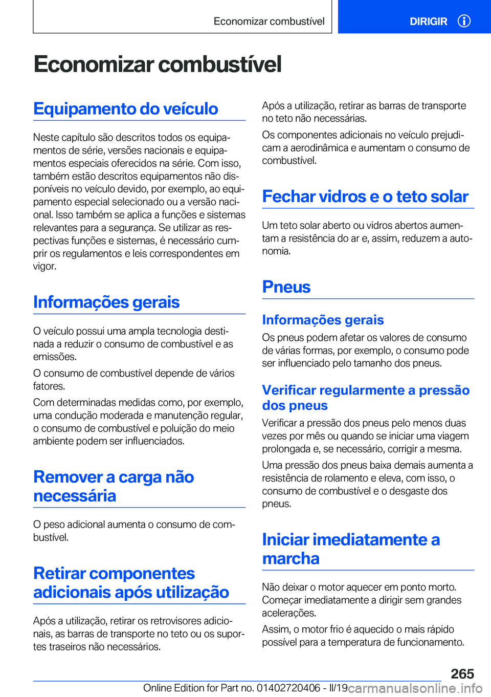 BMW X2 2019  Manual do condutor (in Portuguese) �E�c�o�n�o�m�i�z�a�r��c�o�m�b�u�s�t�
