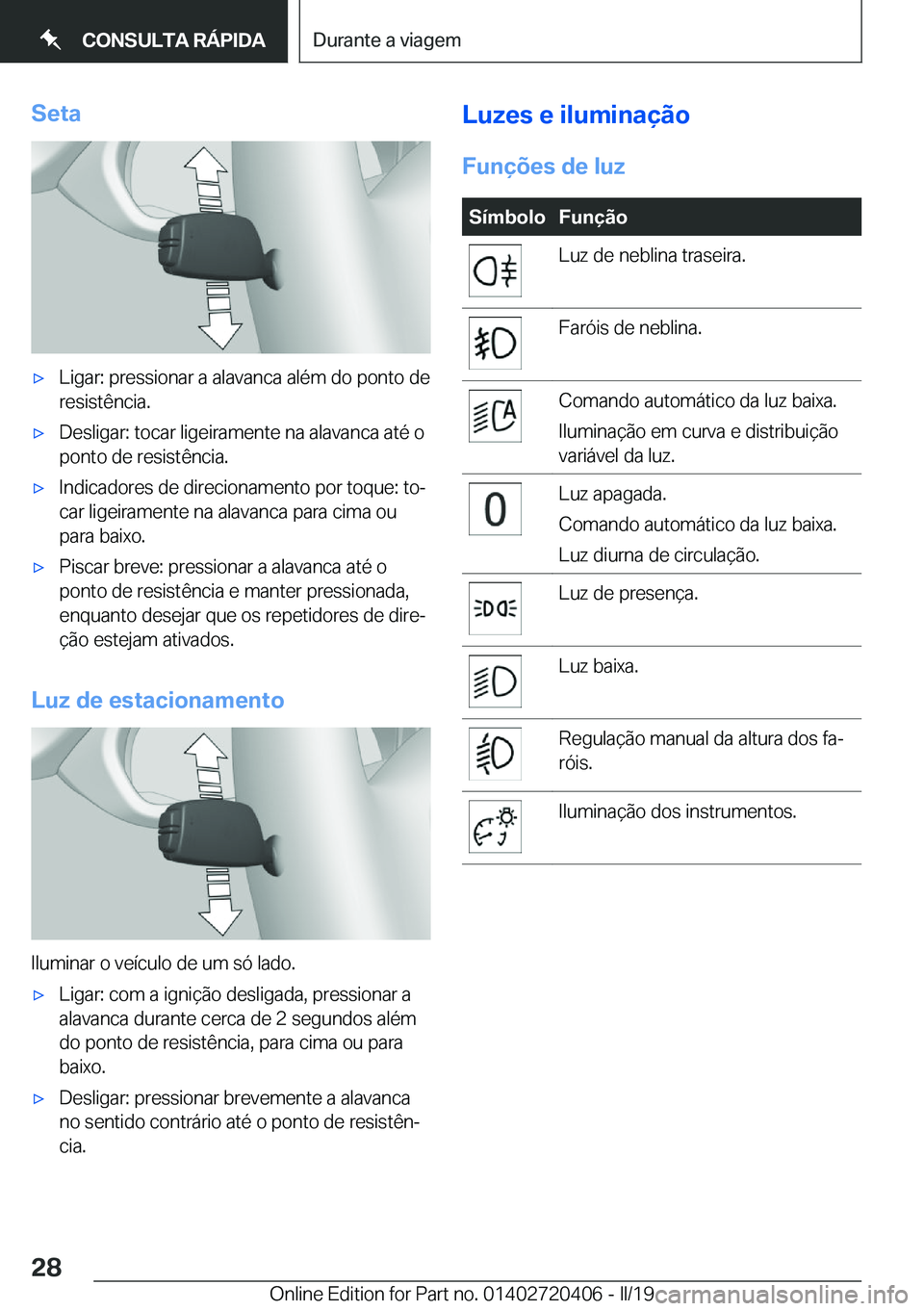 BMW X2 2019  Manual do condutor (in Portuguese) �S�e�t�ax�L�i�g�a�r�:��p�r�e�s�s�i�o�n�a�r��a��a�l�a�v�a�n�c�a��a�l�é�m��d�o��p�o�n�t�o��d�e
�r�e�s�i�s�t�ê�n�c�i�a�.x�D�e�s�l�i�g�a�r�:��t�o�c�a�r��l�i�g�e�i�r�a�m�e�n�t�e��n�a��a�l�a�
