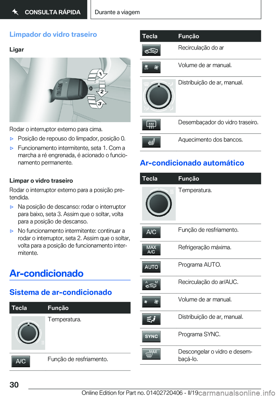 BMW X2 2019  Manual do condutor (in Portuguese) �L�i�m�p�a�d�o�r��d�o��v�i�d�r�o��t�r�a�s�e�i�r�o�L�i�g�a�r
�R�o�d�a�r��o��i�n�t�e�r�r�u�p�t�o�r��e�x�t�e�r�n�o��p�a�r�a��c�i�m�a�.
x�P�o�s�i�