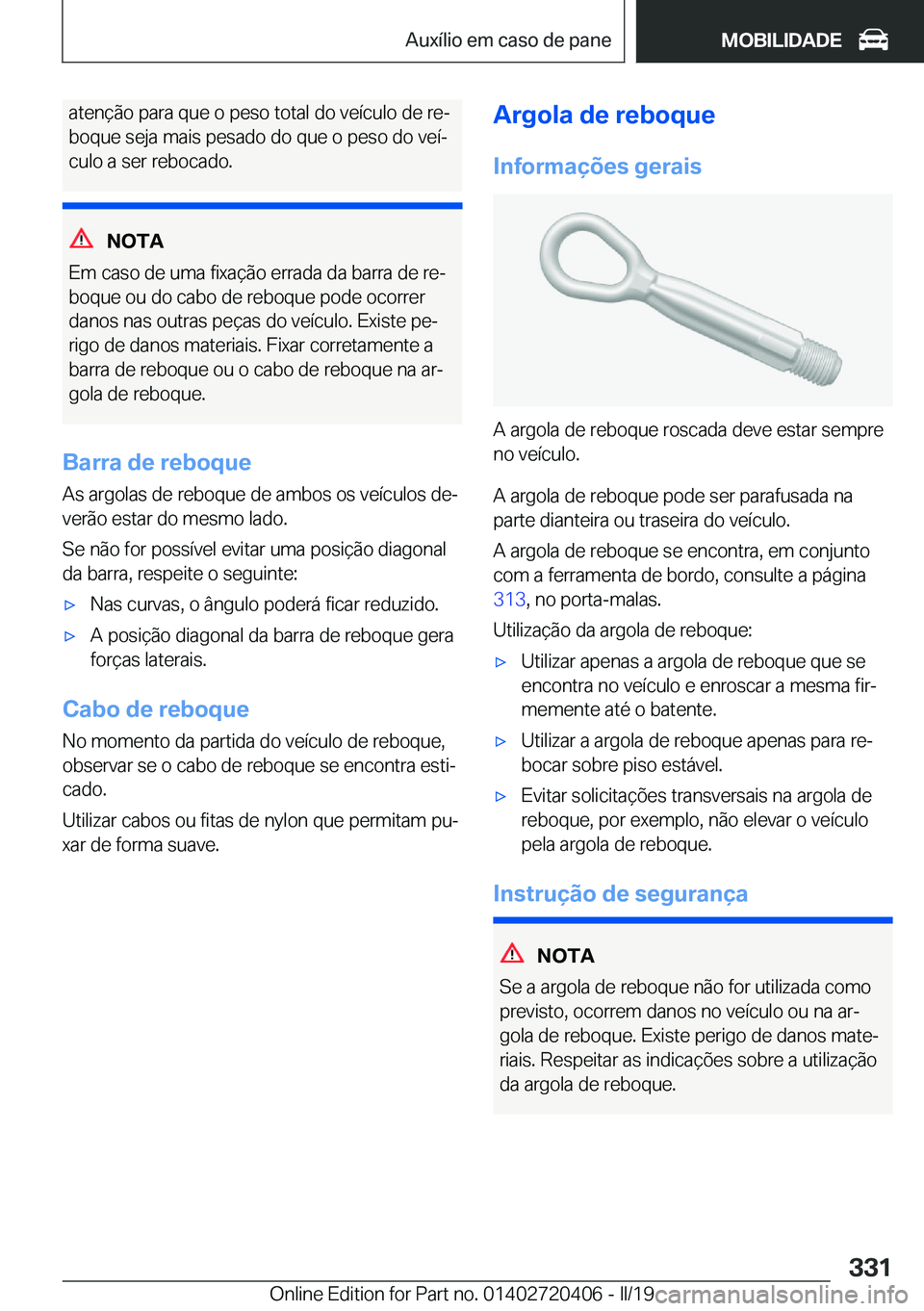 BMW X2 2019  Manual do condutor (in Portuguese) �a�t�e�n�