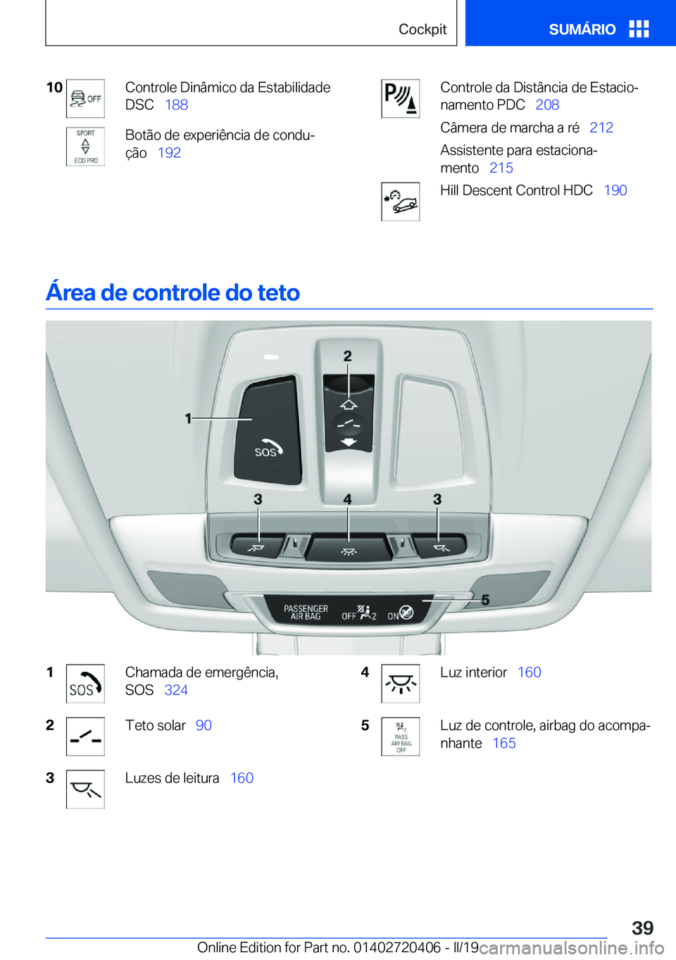 BMW X2 2019  Manual do condutor (in Portuguese) �1�0�C�o�n�t�r�o�l�e��D�i�n�â�m�i�c�o��d�a��E�s�t�a�b�i�l�i�d�a�d�e
�D�S�C\_ �1�8�8�B�o�t�ã�o��d�e��e�x�p�e�r�i�ê�n�c�i�a��d�e��c�o�n�d�uª
�