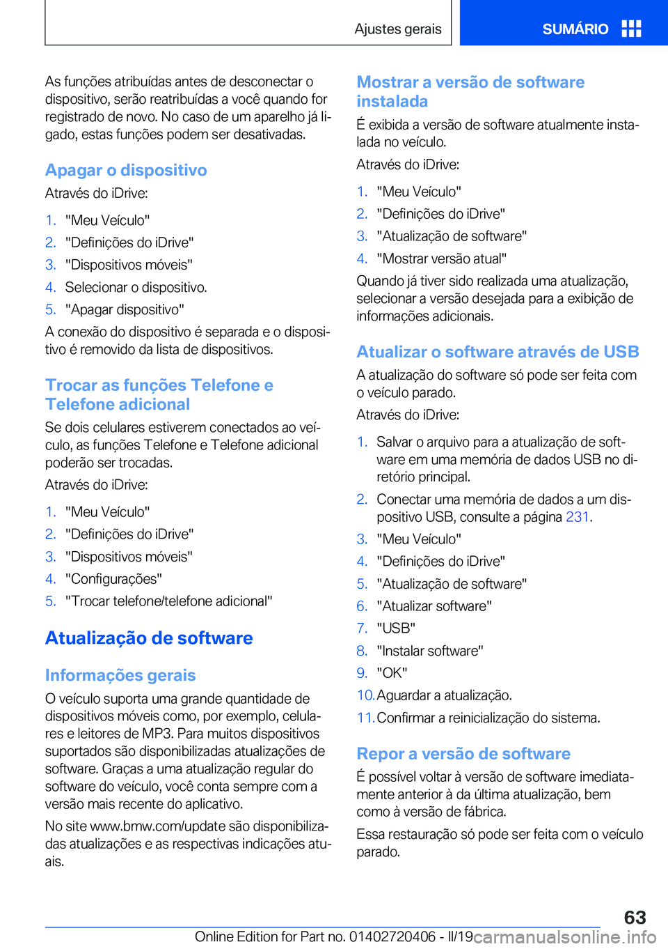 BMW X2 2019  Manual do condutor (in Portuguese) �A�s��f�u�n�