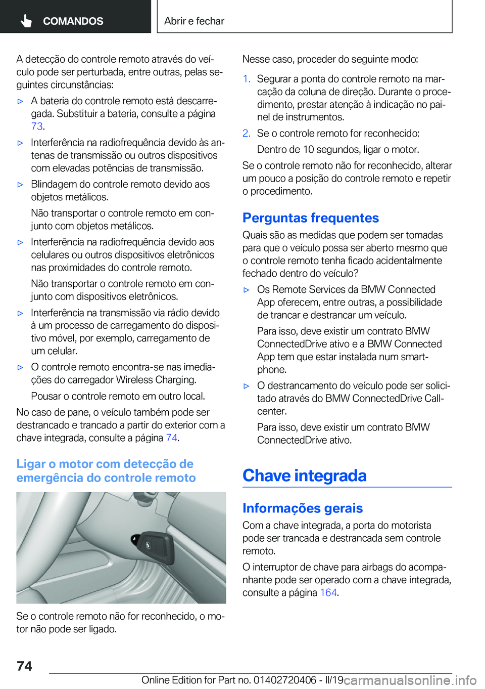 BMW X2 2019  Manual do condutor (in Portuguese) �A��d�e�t�e�c�