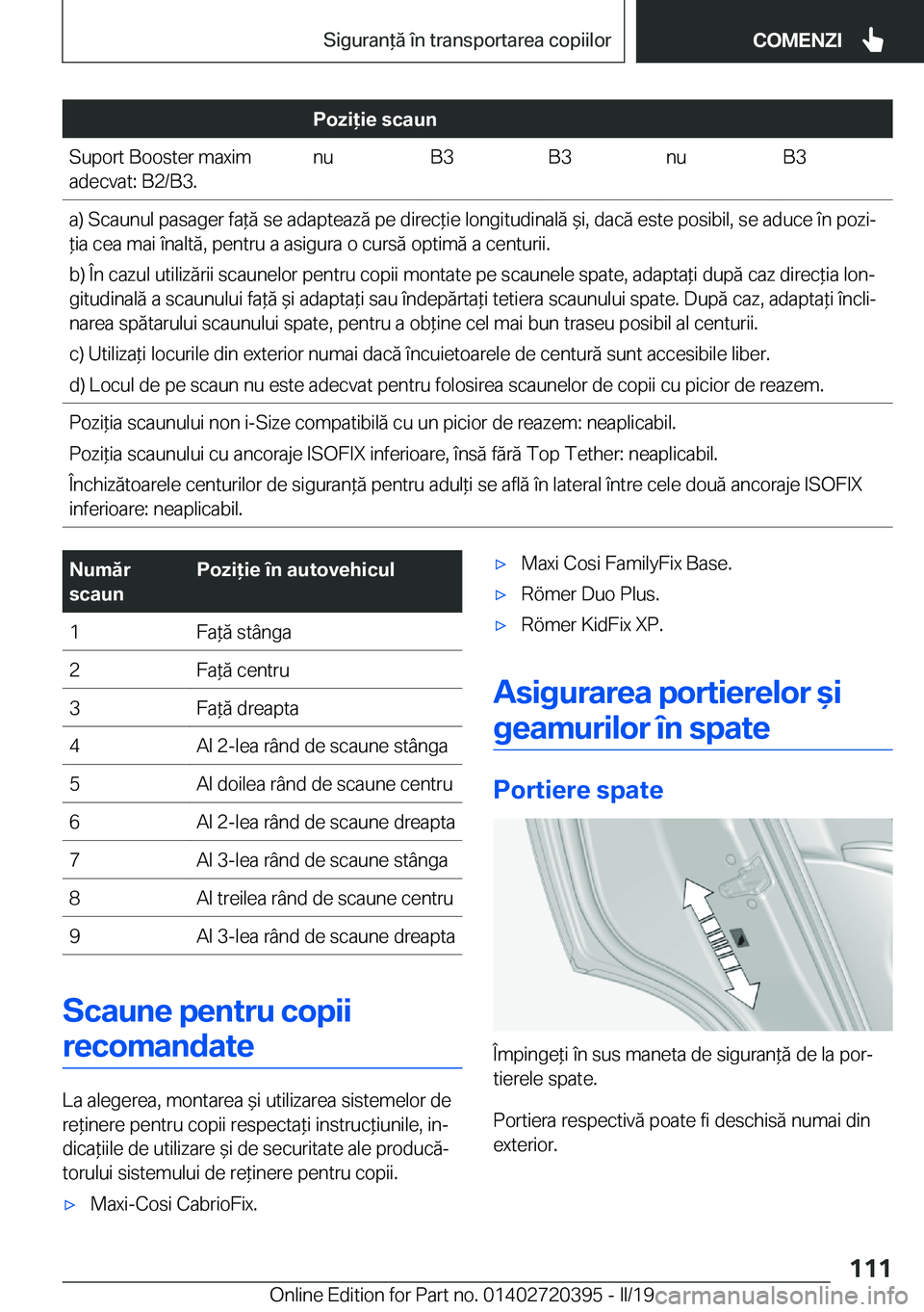 BMW X2 2019  Ghiduri De Utilizare (in Romanian) �P�o�z�i�i�e��s�c�a�u�n�S�u�p�o�r�t��B�o�o�s�t�e�r��m�a�x�i�m
�a�d�e�c�v�a�t�:��B�2�/�B�3�.�n�u�B�3�B�3�n�u�B�3�a�)��S�c�a�u�n�u�l��p�a�s�a�g�e�r��f�a*�