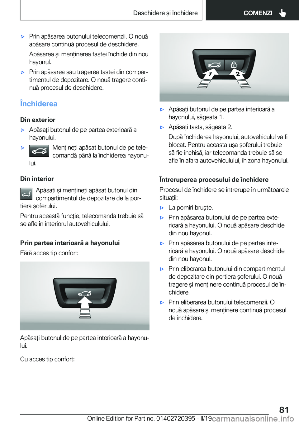BMW X2 2019  Ghiduri De Utilizare (in Romanian) 'x�P�r�i�n��a�p�