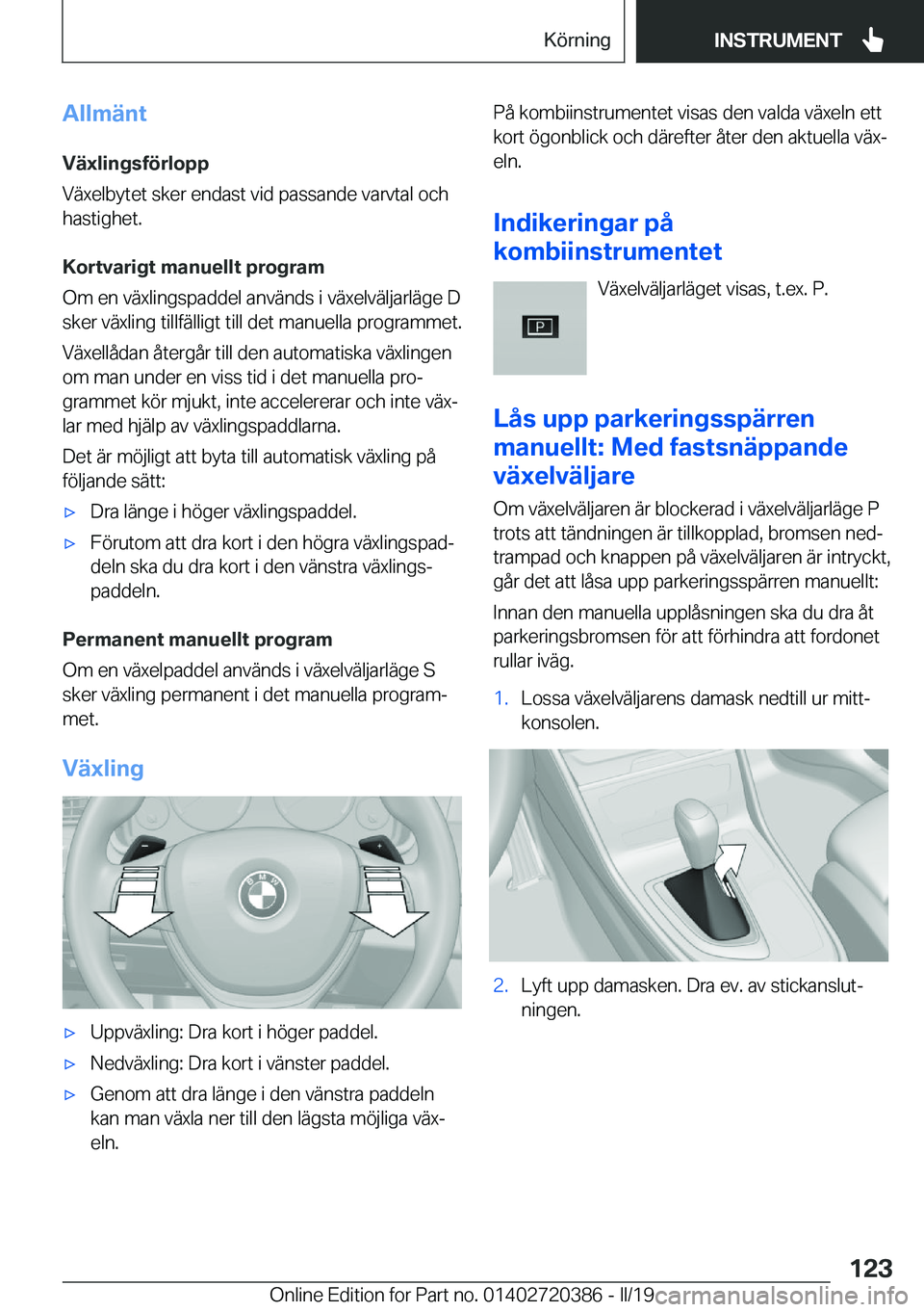 BMW X2 2019  InstruktionsbÖcker (in Swedish) �A�l�l�m�ä�n�t
�V�ä�x�l�i�n�g�s�f�