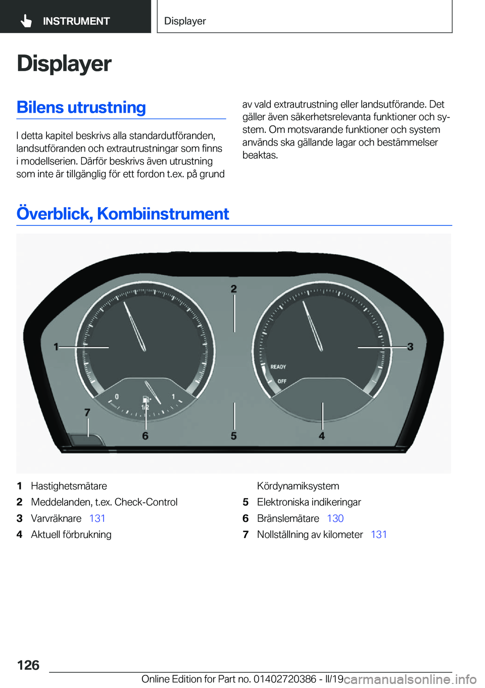 BMW X2 2019  InstruktionsbÖcker (in Swedish) �D�i�s�p�l�a�y�e�r�B�i�l�e�n�s��u�t�r�u�s�t�n�i�n�g
�I��d�e�t�t�a��k�a�p�i�t�e�l��b�e�s�k�r�i�v�s��a�l�l�a��s�t�a�n�d�a�r�d�u�t�f�