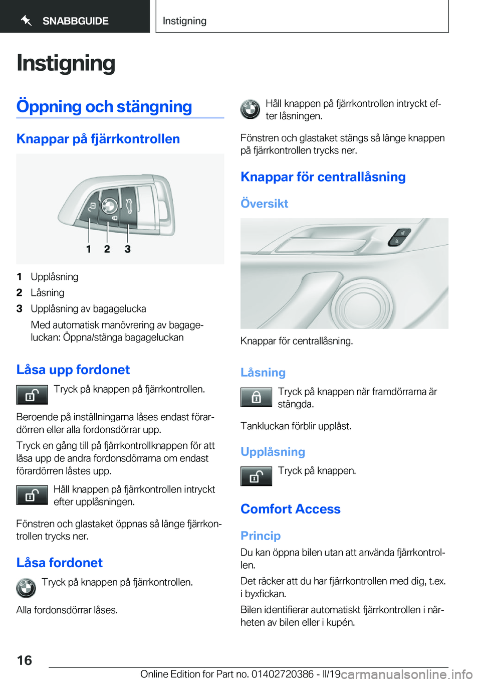BMW X2 2019  InstruktionsbÖcker (in Swedish) �I�n�s�t�i�g�n�i�n�g�