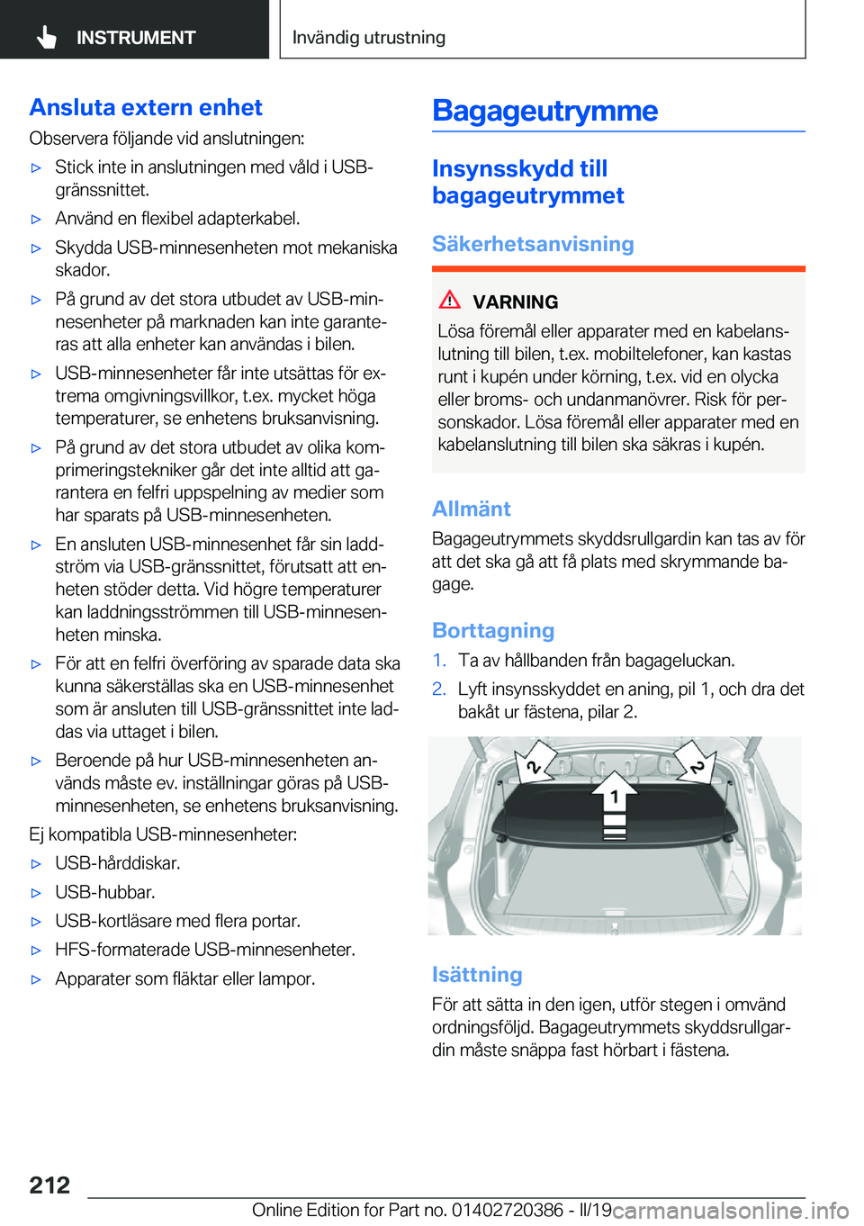 BMW X2 2019  InstruktionsbÖcker (in Swedish) �A�n�s�l�u�t�a��e�x�t�e�r�n��e�n�h�e�t
�O�b�s�e�r�v�e�r�a��f�