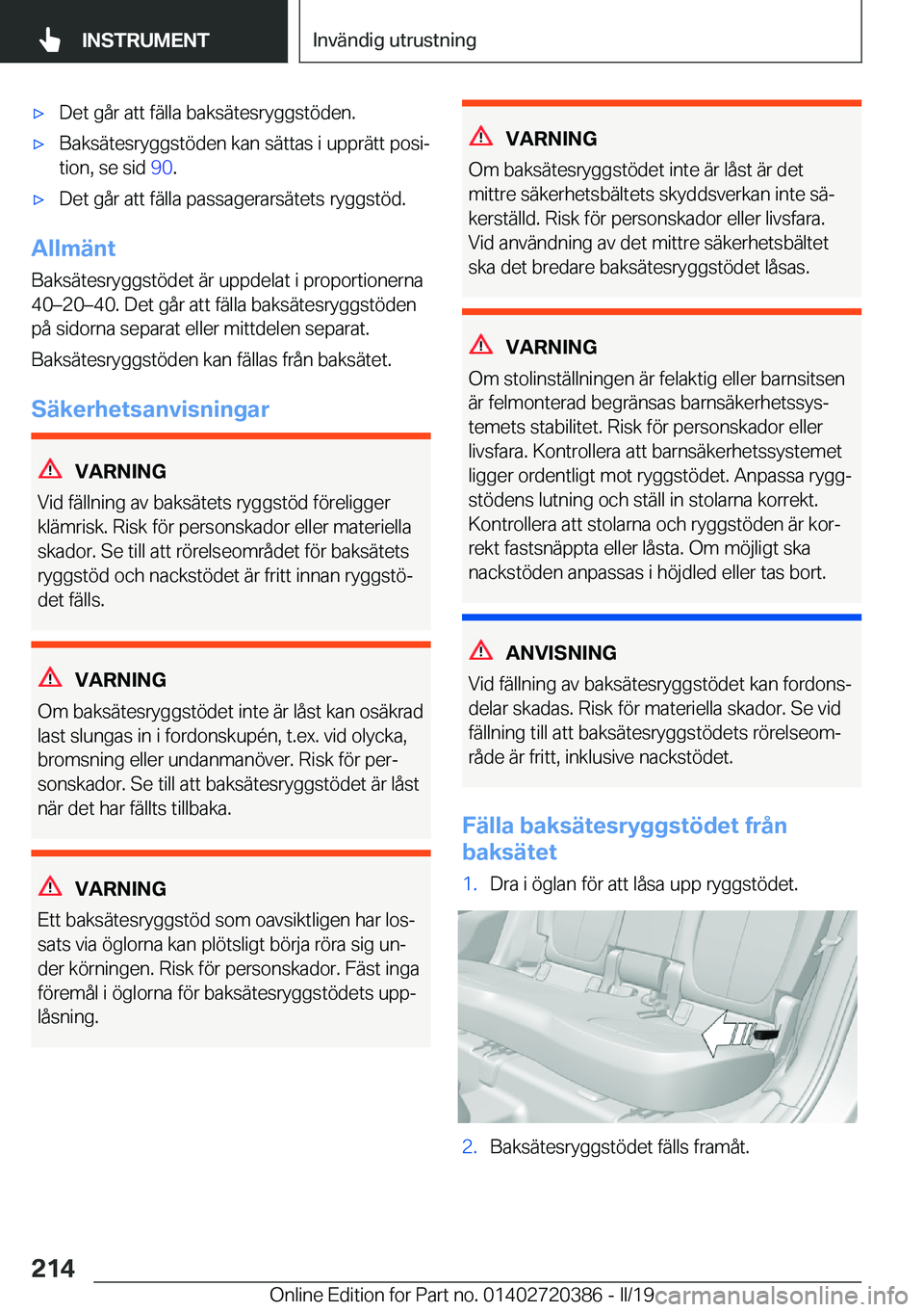 BMW X2 2019  InstruktionsbÖcker (in Swedish) x�D�e�t��g�å�r��a�t�t��f�ä�l�l�a��b�a�k�s�ä�t�e�s�r�y�g�g�s�t�