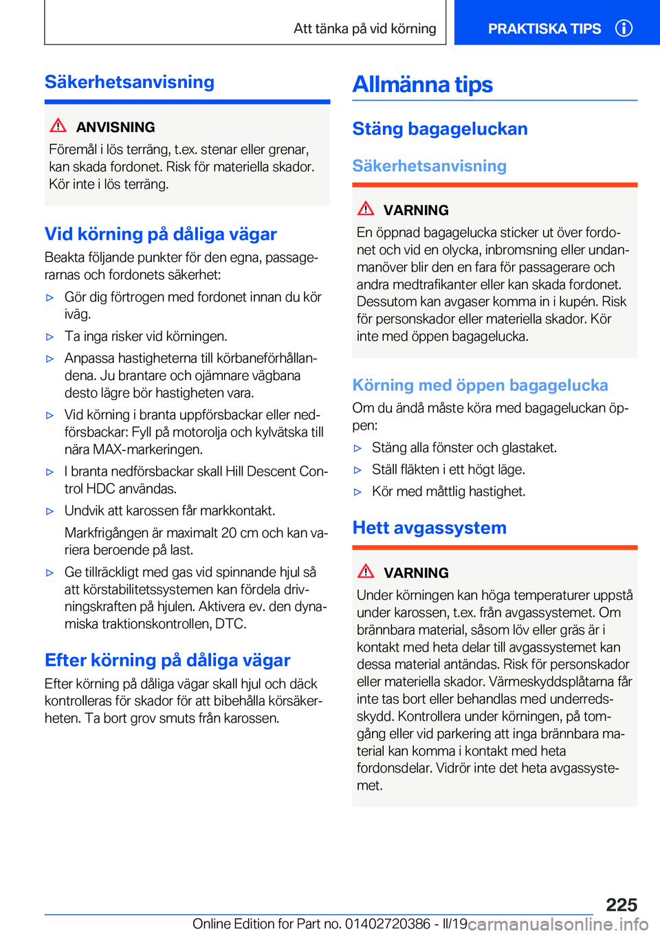 BMW X2 2019  InstruktionsbÖcker (in Swedish) �S�ä�k�e�r�h�e�t�s�a�n�v�i�s�n�i�n�g
�A�N�V�I�S�N�I�N�G
�F�