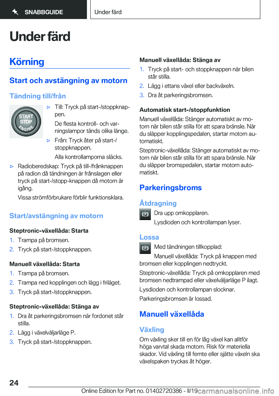 BMW X2 2019  InstruktionsbÖcker (in Swedish) �U�n�d�e�r��f�ä�r�d�K�
