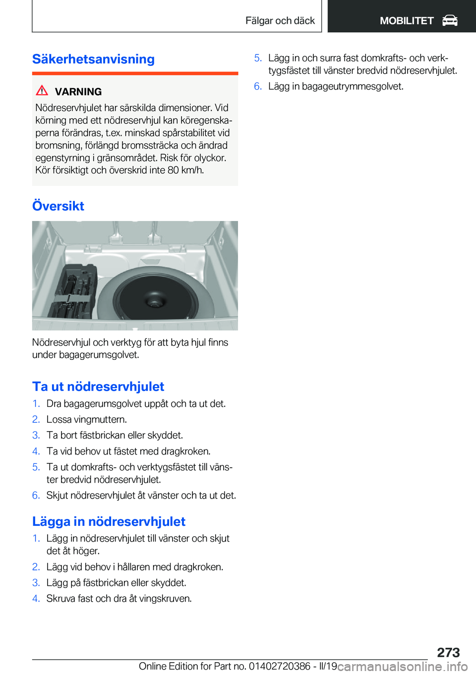 BMW X2 2019  InstruktionsbÖcker (in Swedish) �S�ä�k�e�r�h�e�t�s�a�n�v�i�s�n�i�n�g
�V�A�R�N�I�N�G
�N�