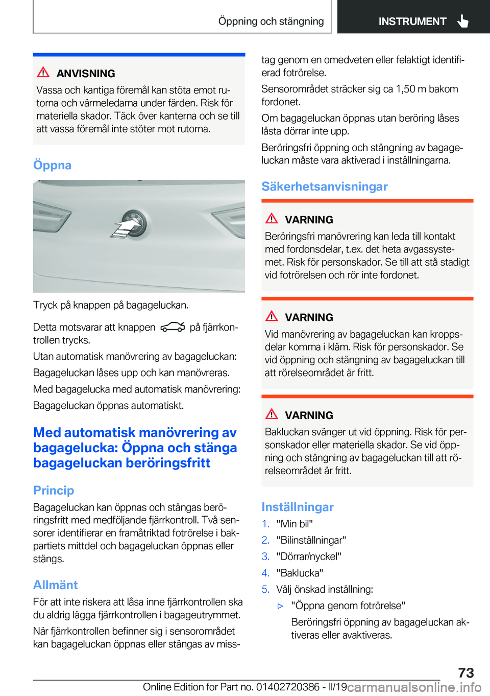 BMW X2 2019  InstruktionsbÖcker (in Swedish) �A�N�V�I�S�N�I�N�G
�V�a�s�s�a��o�c�h��k�a�n�t�i�g�a��f�