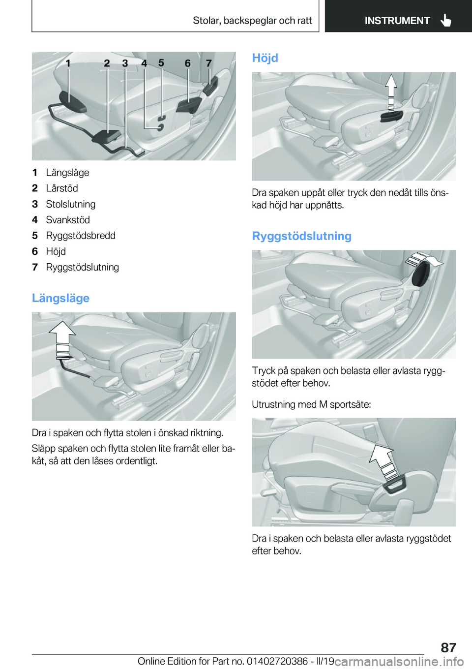BMW X2 2019  InstruktionsbÖcker (in Swedish) �1�L�ä�n�g�s�l�ä�g�e�2�L�å�r�s�t�