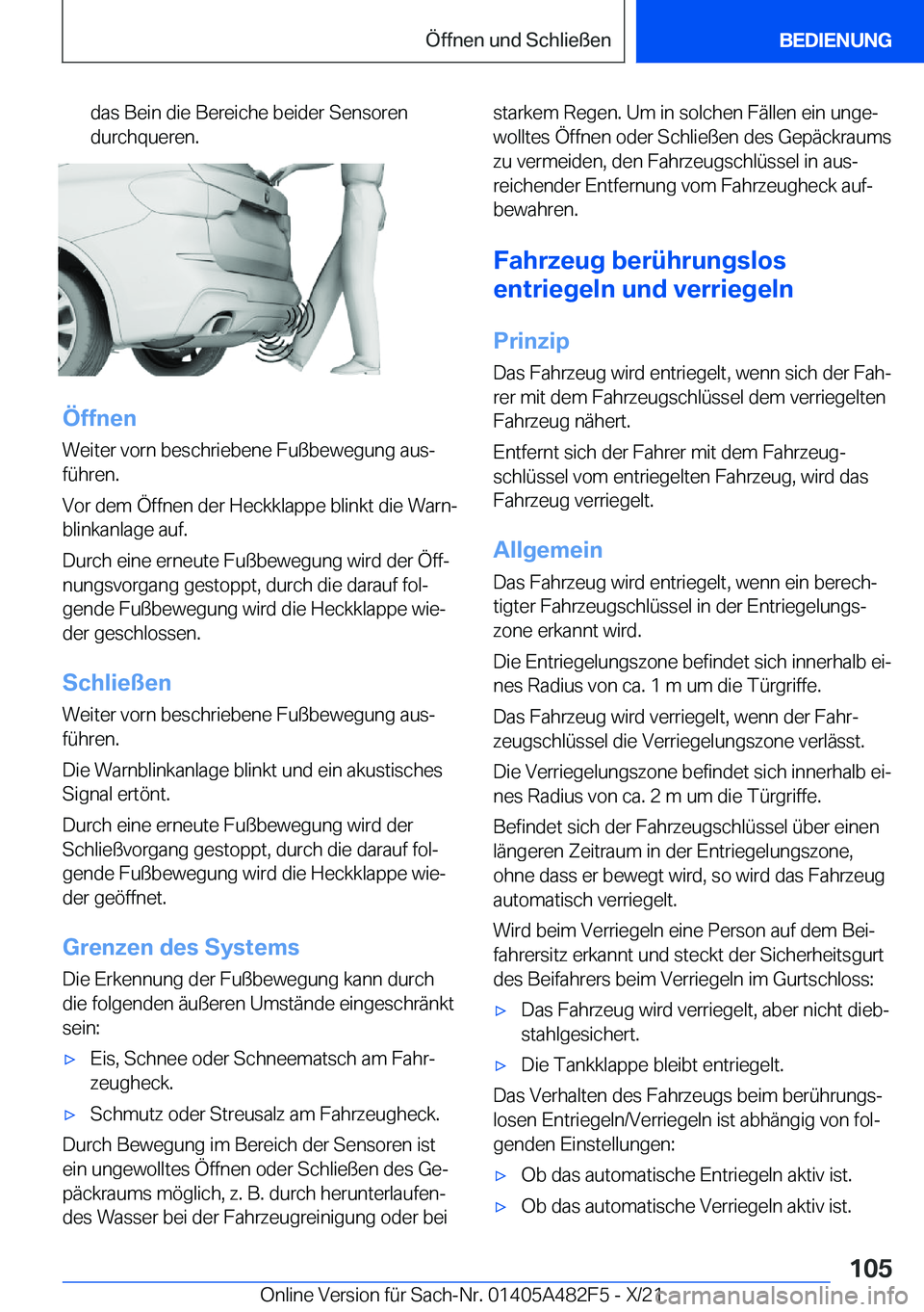 BMW X3 2022  Betriebsanleitungen (in German) �d�a�s��B�e�i�n��d�i�e��B�e�r�e�i�c�h�e��b�e�i�d�e�r��S�e�n�s�o�r�e�n
�d�u�r�c�h�q�u�e�r�e�n�.
�