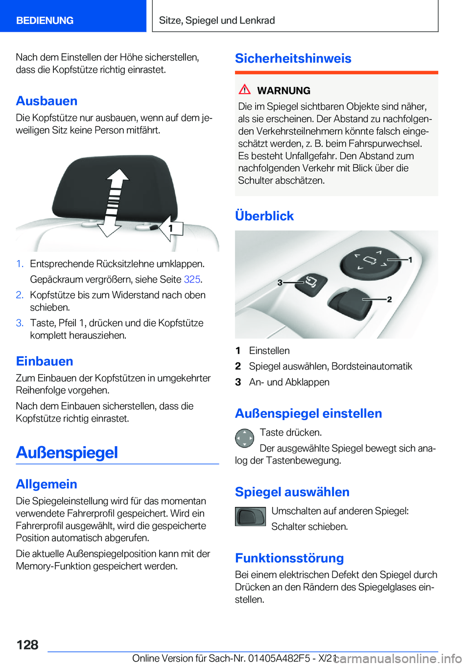 BMW X3 2022  Betriebsanleitungen (in German) �N�a�c�h��d�e�m��E�i�n�s�t�e�l�l�e�n��d�e�r��H�