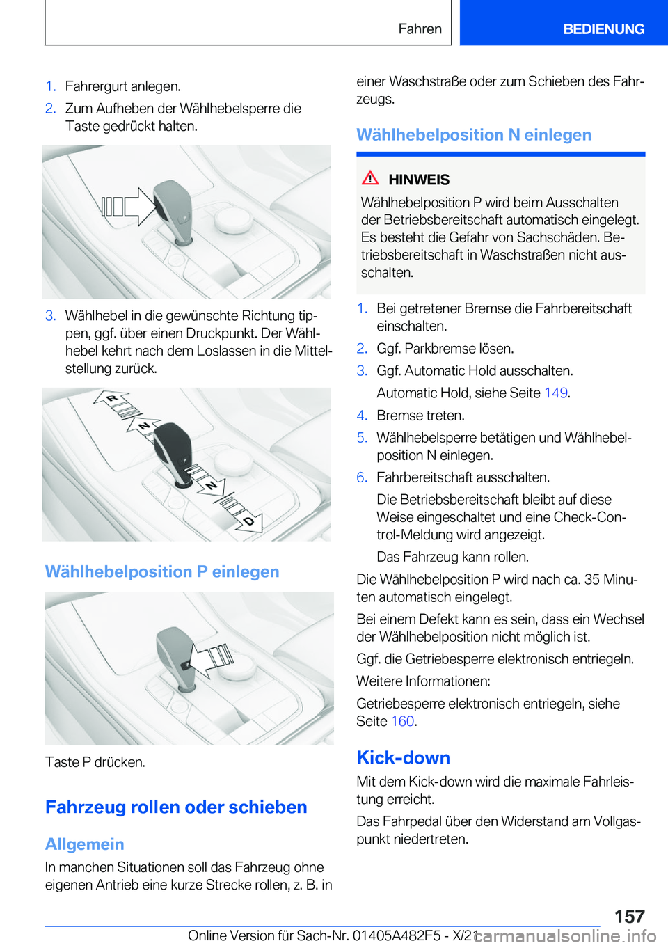 BMW X3 2022  Betriebsanleitungen (in German) �1�.�F�a�h�r�e�r�g�u�r�t��a�n�l�e�g�e�n�.�2�.�Z�u�m��A�u�f�h�e�b�e�n��d�e�r��W�