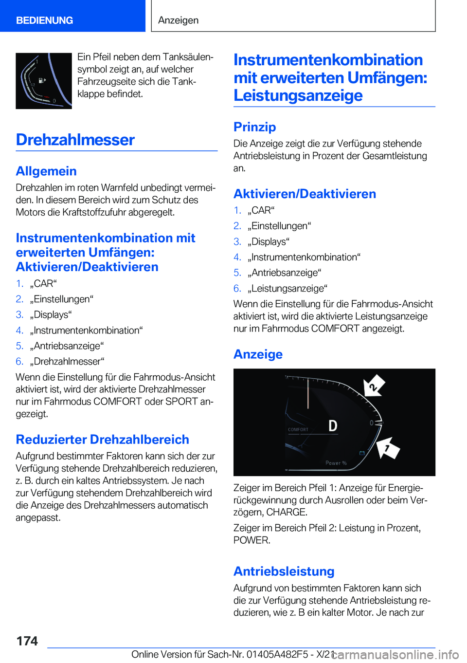BMW X3 2022  Betriebsanleitungen (in German) �E�i�n��P�f�e�i�l��n�e�b�e�n��d�e�m��T�a�n�k�s�
