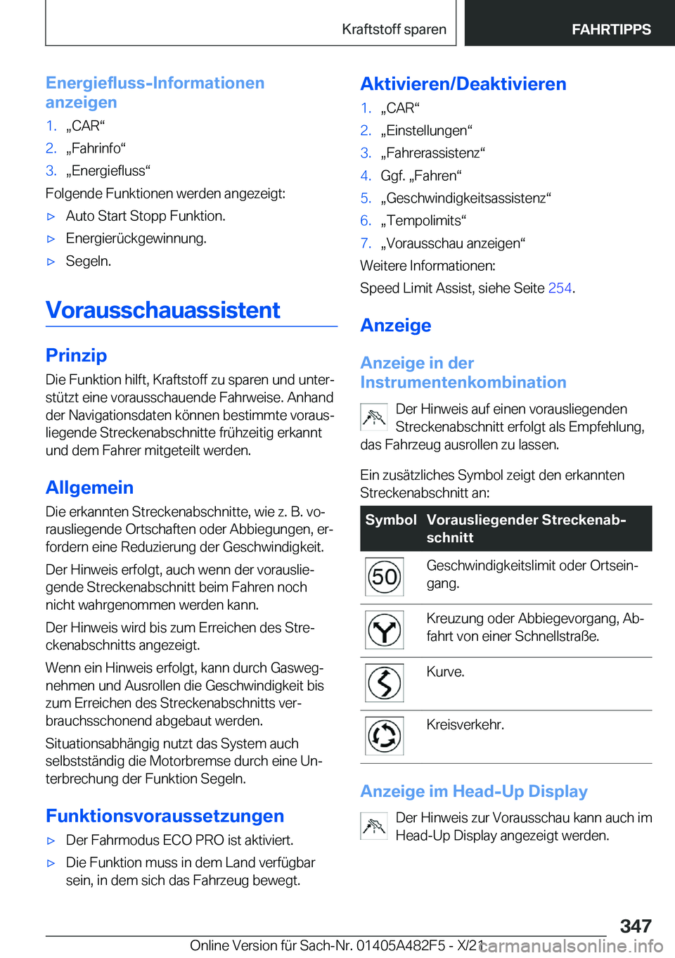 BMW X3 2022  Betriebsanleitungen (in German) �E�n�e�r�g�i�e�f�l�u�s�s�-�I�n�f�o�r�m�a�t�i�o�n�e�n
�a�n�z�e�i�g�e�n�1�.x�C�A�Rv�2�.x�F�a�h�r�i�n�f�ov�3�.x�E�n�e�r�g�i�e�f�l�u�s�sv
�F�o�l�g�e�n�d�e��F�u�n�k�t�i�o�n�e�n��w�e�r�d�e�n��a�n�g