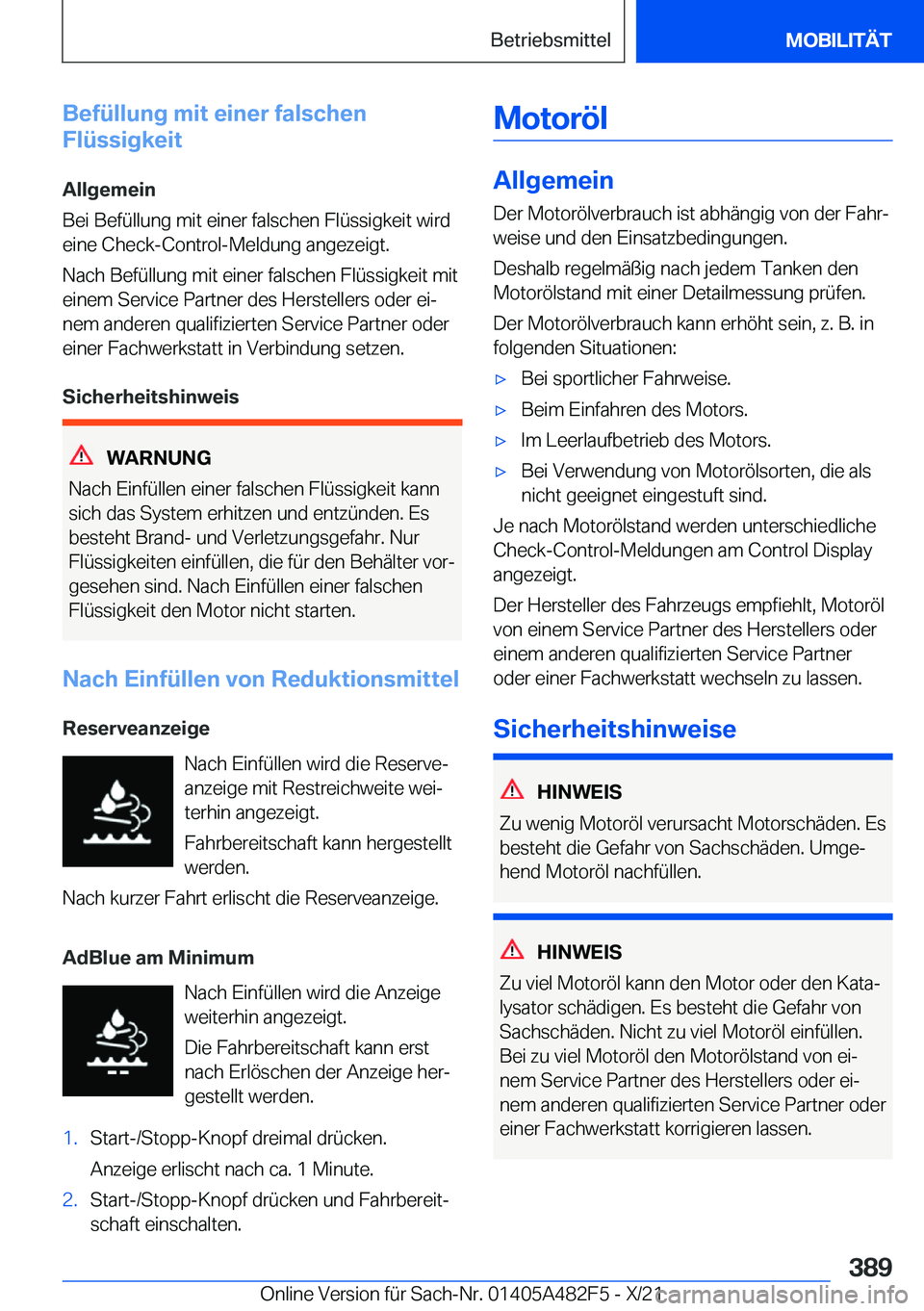 BMW X3 2022  Betriebsanleitungen (in German) �B�e�f�