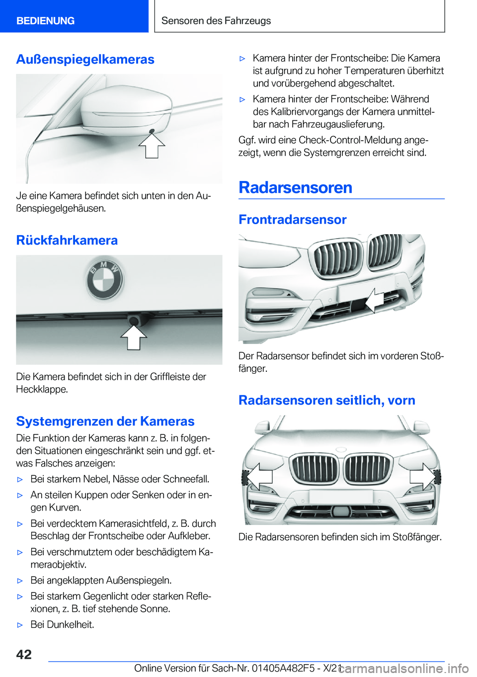 BMW X3 2022  Betriebsanleitungen (in German) �A�u�