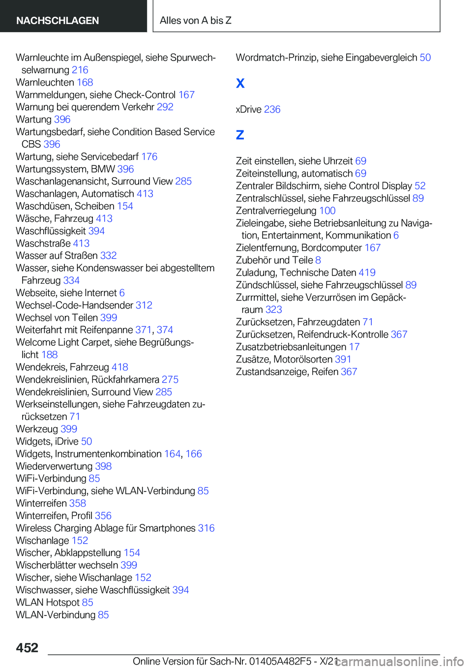 BMW X3 2022  Betriebsanleitungen (in German) �W�a�r�n�l�e�u�c�h�t�e��i�m��A�u�