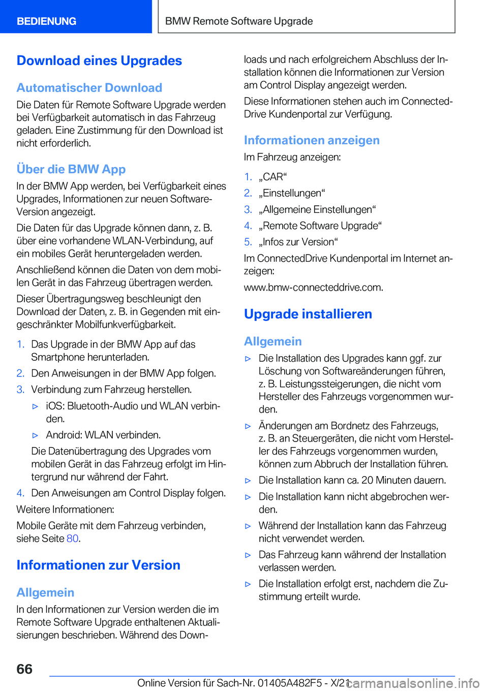 BMW X3 2022  Betriebsanleitungen (in German) �D�o�w�n�l�o�a�d��e�i�n�e�s��U�p�g�r�a�d�e�s
�A�u�t�o�m�a�t�i�s�c�h�e�r��D�o�w�n�l�o�a�d �D�i�e��D�a�t�e�n��f�